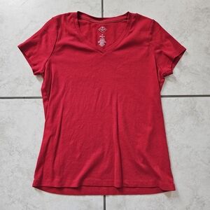 LIKE NEW St. John's Bay Vibrant Red Short Sleeve V-Neck Essential Tee